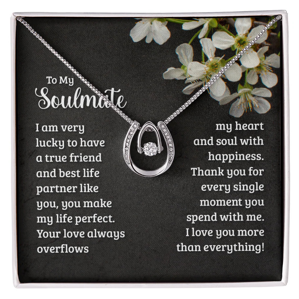 Wife Soulmate True Friend Lucky Horseshoe Necklace Standard Box